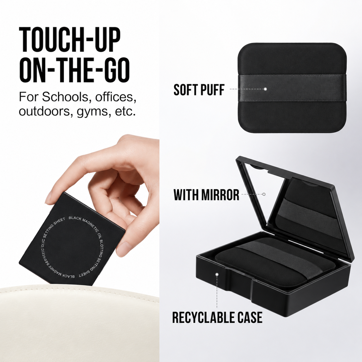 2-in-1 Oil Blotting Compact – Instant Shine Control