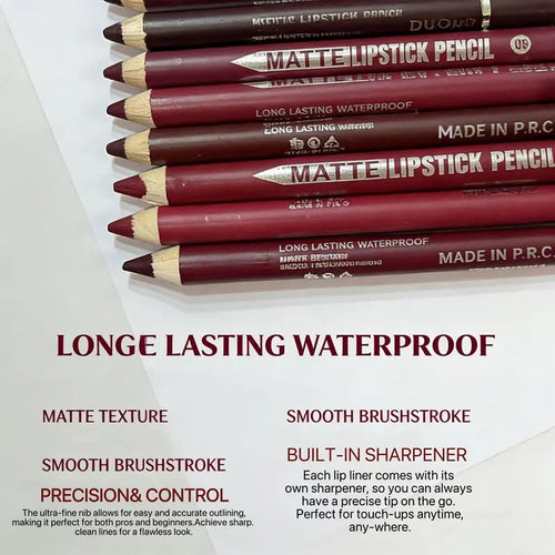 12Pcs Matte Lip Liner With Sharpener Set Waterproof Smudgeproof Precise Contour Lipstick Pens 🖌️