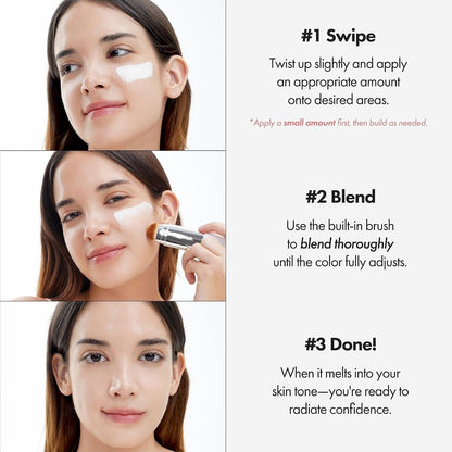 Cover Cream Stick with Brush – Color-Adapting Korean Foundation