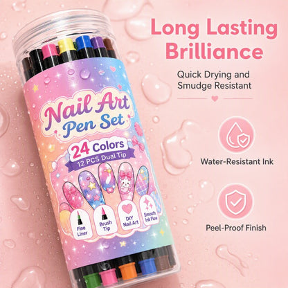 💅24 Colors Nail Design Pens – DIY Nail Decoration & Art Kit🎁